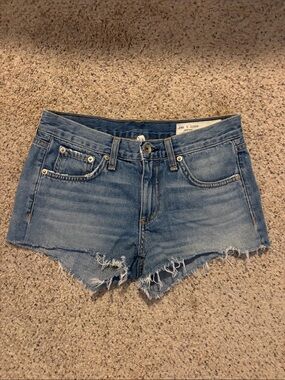 rag & bone Distressed Light Blue Denim Cutoff Shorts